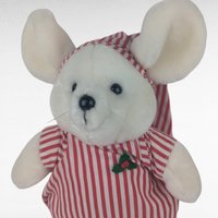 Vintage Dakin Plush White Mouse in Striped Pajamas - 10" Collectible Toy, Christmas Decor, Gift for Kids, Nostalgic Plush