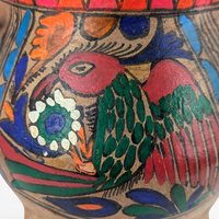 Vintage Handpainted Terracotta Bowl, 6.5" Hanging Planter, Folk Art Pottery, Boho Decor, Gift for Plant Lover, Housewarming Present