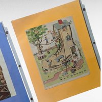 Vintage Nursery Rhyme Wall Decor, Set of 6 Double-Sided Pages, Children's Room Art, Play with Me, Mother Goose, Hey Diddle Diddle