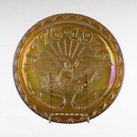 Vintage Indiana Glass Carnival Plate, US Centennial, American Eagle, Iridescent Glass, Collectible Plate, Patriotic Decor