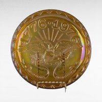 Vintage Indiana Glass Carnival Plate, US Centennial, American Eagle, Iridescent Glass, Collectible Plate, Patriotic Decor