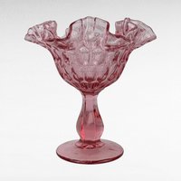 Vintage Fenton Cranberry Thumbprint Ruffled Candy Dish, Glass Compote, Pedestal Dish, Collectible Glassware, Home Decor, Centerpiece