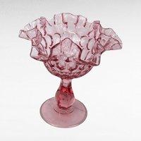 Vintage Fenton Cranberry Thumbprint Ruffled Candy Dish, Glass Compote, Pedestal Dish, Collectible Glassware, Home Decor, Centerpiece