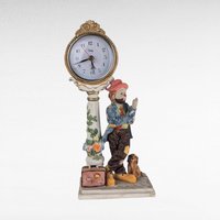 Vintage Crosa Quartz Clock, Hobo and Dog Figurine, Table Clock, Collectible Clock, Whimsical Decor, Unique Gift, Home Decor