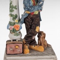 Vintage Crosa Quartz Clock, Hobo and Dog Figurine, Table Clock, Collectible Clock, Whimsical Decor, Unique Gift, Home Decor
