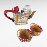 Dept 56 Storybook "Little Red Riding Hood" Ceramic Teapot & Tea Cup Set, Vintage Teapot Set, Collectible Teapot, Gift for Tea Lovers