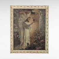 Imperfect 1942 Sallman "Christ Knocking at the Door" Lithograph, Vintage Religious Art, Framed Print, Gift for Pastor, Christian Home Decor