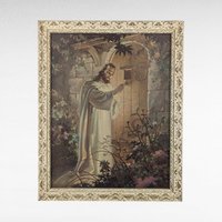 Imperfect 1942 Sallman "Christ Knocking at the Door" Lithograph, Vintage Religious Art, Framed Print, Gift for Pastor, Christian Home Decor
