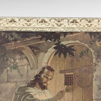 Imperfect 1942 Sallman "Christ Knocking at the Door" Lithograph, Vintage Religious Art, Framed Print, Gift for Pastor, Christian Home Decor