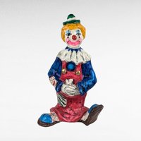 Vintage Paper Mache Clown Figurine, 12 Inch Clown, Handmade Clown, Collectible Clown, Circus Decor, Whimsical Decor