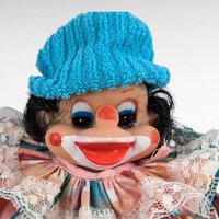 Vintage Handmade Wood Block Clown Doll, Plaid and Pink Outfit, Collectible Toy, Unique Gift