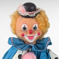 Vintage Handmade Clown Shelf Sitter, Polka Dot Clown Doll, Whimsical Decor, Collectible Clown, Unique Gift
