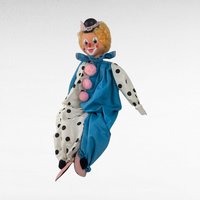 Vintage Handmade Clown Shelf Sitter, Polka Dot Clown Doll, Whimsical Decor, Collectible Clown, Unique Gift