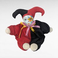 Vintage Jester Doll, Small Clown Doll with Flower, Whimsical Doll, Collectible Doll, Unique Gift