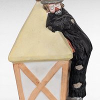 Vintage Flambro Emmett Kelly Jr. Clown on Lamp Nightlight, Ceramic Clown Figurine, Circus Decor,  Collectible Clown