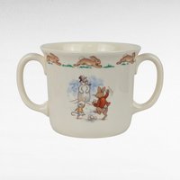 Vintage Royal Doulton Bunnykins Sledding Two Handled Mug, Children's Gift, Collectible Bunnykins Mug, Christening Gift, Nursery Decor