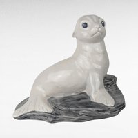Vintage Ceramic Sea Lion Figurine, Hand-Painted White Sea Lion Sculpture, Nautical Decor, Ocean Animal Statue, Gift for Animal Lover