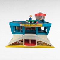 Vintage 1972 Fisher Price Play Family Airport Toy Playset with Car and Figure, Collectible Toy for Kids, Retro Toy Gift