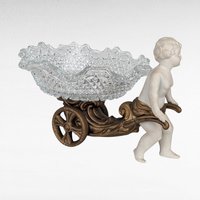 Vintage Bisque Cherub with Glass Dish, Angel Figurine, Decorative Bowl, Home Decor, Gift for Angel Collectors