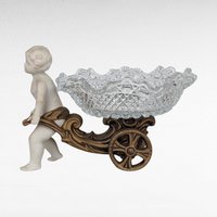 Vintage Bisque Cherub with Glass Dish, Angel Figurine, Decorative Bowl, Home Decor, Gift for Angel Collectors