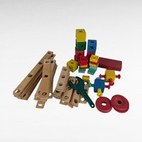Vintage Lincoln Log Wood Toy Builder Set, Over 100 Pieces, Classic Toy, Building Blocks, Gift for Kids, Collectible Toy