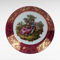 Vintage Limoges Porcelain Lidded Bowl | Fragonard Artisanal | 22k Gold Trim | Victorian Couple | Trinket Box | Gift for Her