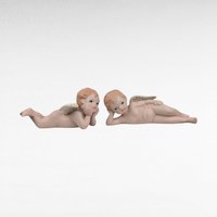 Pair of Vintage Ceramic Cherubs, Laying Down Angel Figurines, Romantic Home Decor