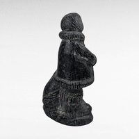 Vintage Original Wolf Stone and Marble Sculpture | Inuit Art | Eskimo with Dog | Hand-Carved | Arctic Decor