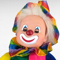 Vintage Rainbow Clown Doll | Sitting Clown | Sleepy Eyes Doll | Collectible Doll | Whimsical Decor