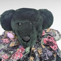 1994 Johnson Creations Green Teddy Bear | Floral Lace Collar | Plush Bear | Collectible Teddy Bear