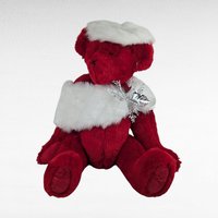 1993 Johnson Creations Red Teddy Bear | Christmas Bear | White Faux Fur Hat and Scarf | Plush Bear | Collectible