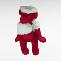 1993 Johnson Creations Red Teddy Bear | Christmas Bear | White Faux Fur Hat and Scarf | Plush Bear | Collectible