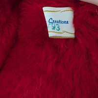 1993 Johnson Creations Red Teddy Bear | Christmas Bear | White Faux Fur Hat and Scarf | Plush Bear | Collectible