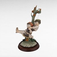 Vintage Giuseppe Armani Gulliver's World Children on Swing Figurine, 14" Resin Statue, Whimsical Home Decor, Collectible Art