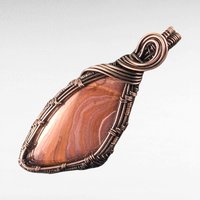 Copper Wire Wrapped Agate Pendant. 