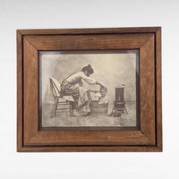 Vintage R. Hendrickson Mother and Child Print, Black and White, Framed, Home Decor, Wall Art