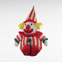 Vintage Soft Clown Doll - Red and White Striped Clown - Plush Toy - Collectible Doll - Circus Decor -Children's Toy