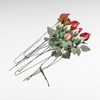 Vintage Artificial Rose Bunch - Mid Century Modern - Glossy Red Pink White Roses - Faux Floral Decor - Home Decor