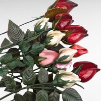 Vintage Artificial Rose Bunch - Mid Century Modern - Glossy Red Pink White Roses - Faux Floral Decor - Home Decor