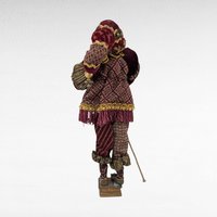 Vintage Santa's Elf Jester Figure in Maroon | Whimsical Christmas Decor | Holiday Elf Figurine with Staff | Unique Christmas Elf
