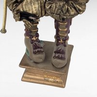 Vintage Santa's Elf Jester Figure in Maroon | Whimsical Christmas Decor | Holiday Elf Figurine with Staff | Unique Christmas Elf