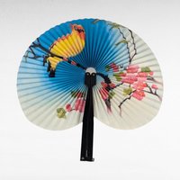 Vintage Pair of Cherry Blossom Folding Fans | Metal and Paper Hand Fans | Asian-Inspired Decor | Decorative Folding Fans