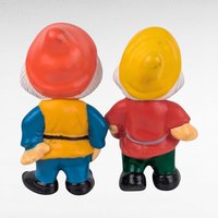 Vintage Disney Snow White and the Seven Dwarfs Doc and Happy Squeaky Toys, Collectible Disneyana, Cartoon Characters, Children's Toys