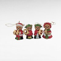 Vintage Homco Ceramic Noel Bears 5720, Christmas Bear Ornaments, Set of 4, Holiday Decorations, Collectible Figurines