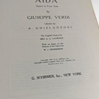 Vintage Giuseppe Verdi Aida Opera Music Book, G. Schirmer, Vocal Score, Italian & English, Gift for Opera Lover, Music Collector