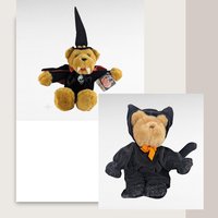 Vintage Halloween Bear Pair: Fiesta Vampire Bear & GAC Black Cat Teddy, Collectible Halloween Plush, Halloween Decor, Halloween Collector