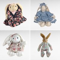 Vintage Plush Bunny Rabbit Lot, Collectible Bunnies, Floral Dresses, Posable Bunny, Commonwealth Bunny, Gift for Easter, Nursery Decor