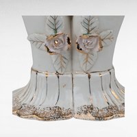 Imperfect Vintage Ceramic Vase with Hands, Unique Figural Vase, White and Gold Vase, Floral Decor, 7.25" Tall