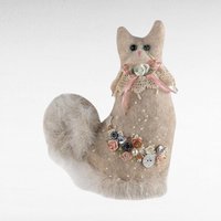 Vintage Plush Cat Pair, Handmade Cat Doll, Button Decor Cat, Collectible Cats, Gift for Cat Lovers, Vintage Plush Animals