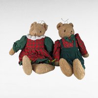 Vintage Christmas Plush Lot - Ty Attic Treasures Klause Bear, Bachman's Santa in Bag, Red/Green Teddy Bear Couple - Holiday Decor